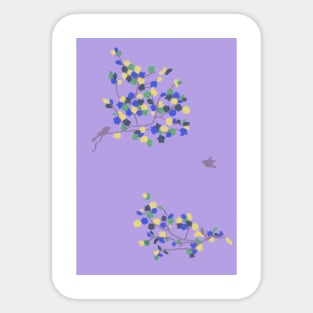 Magical tree branch on mauve Sticker